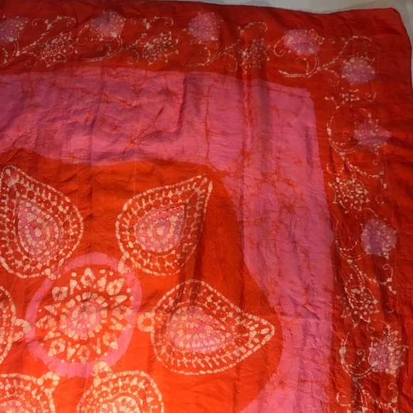 Vintage Tie Dye Silk Scarf Mandala Print Red&Pink - Picture 6 of 8